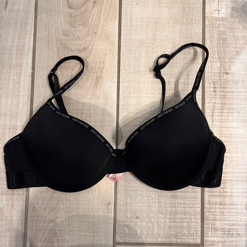 Juicy Couture Black Logo Tape Push Up Bra 38C Style 6559-28 Mens